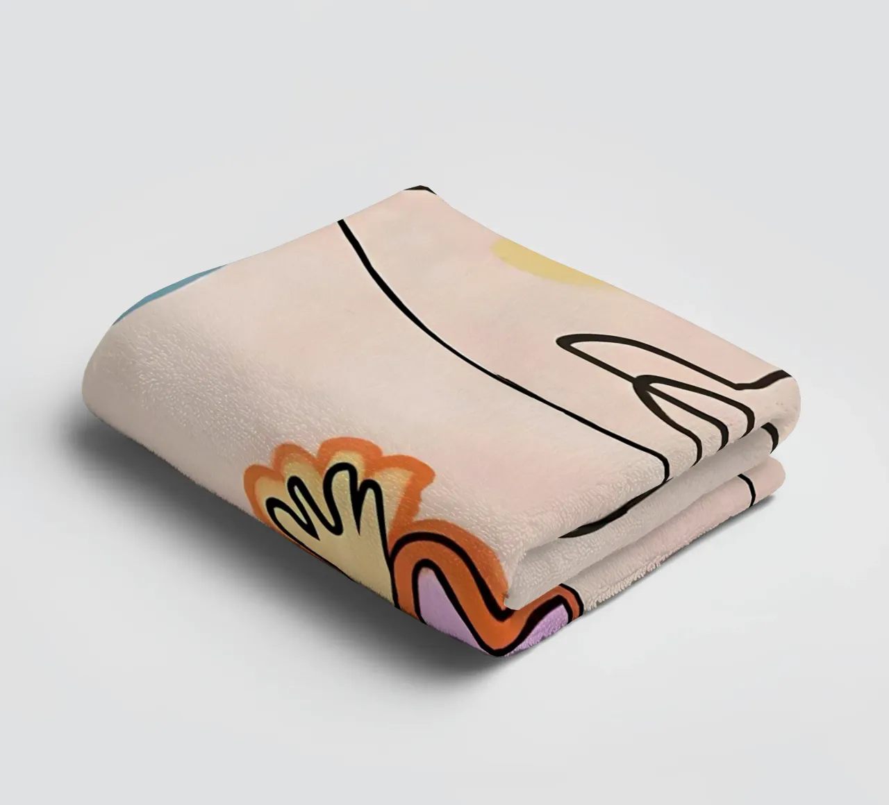 Picasso Inspired "Soulmates" Line Art Print towel by homdeco