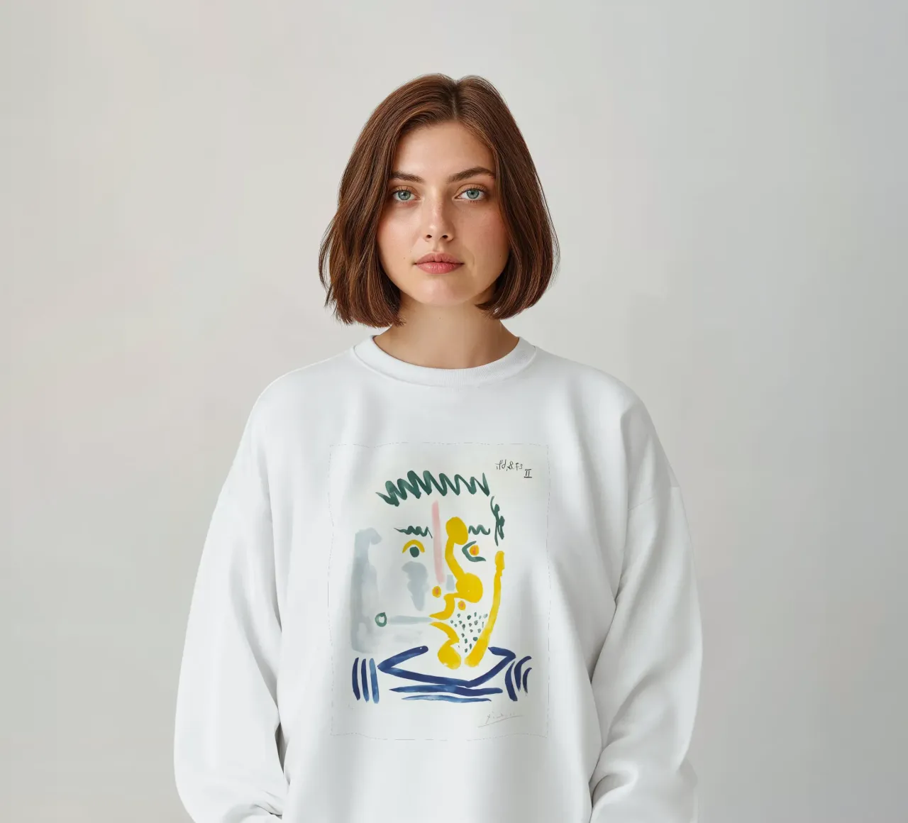 Picasso "Portrait abstrait" aquarelle expressive imprimée sweat de homdeco