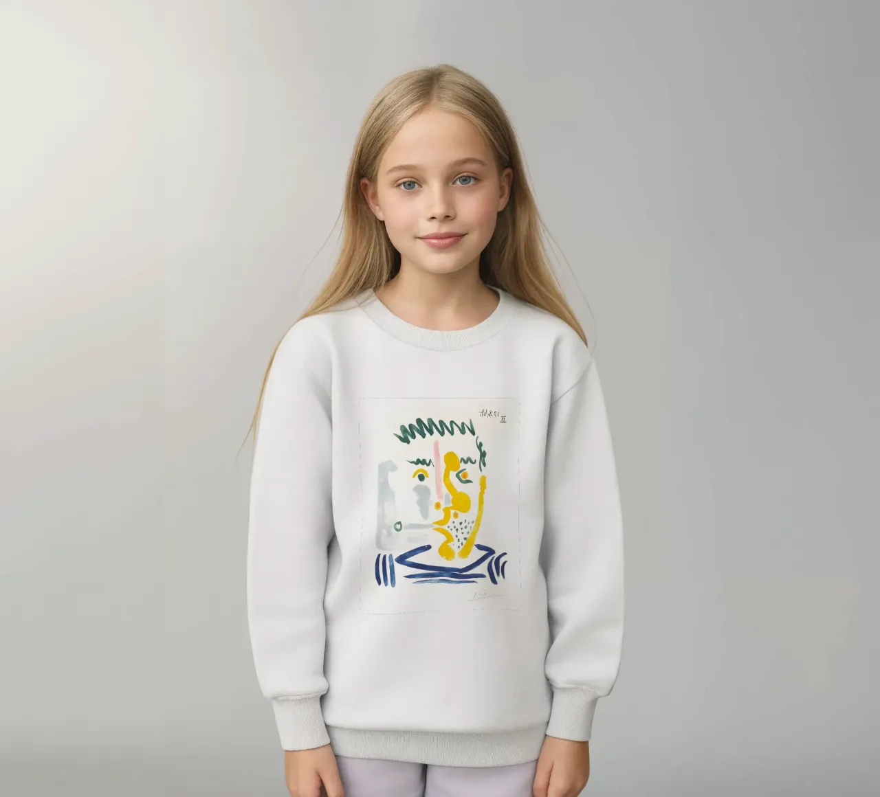 Picasso "Abstraktes Porträt" Ausdrucksstarker Aquarelldruck Kinder Sweatshirt von homdeco
