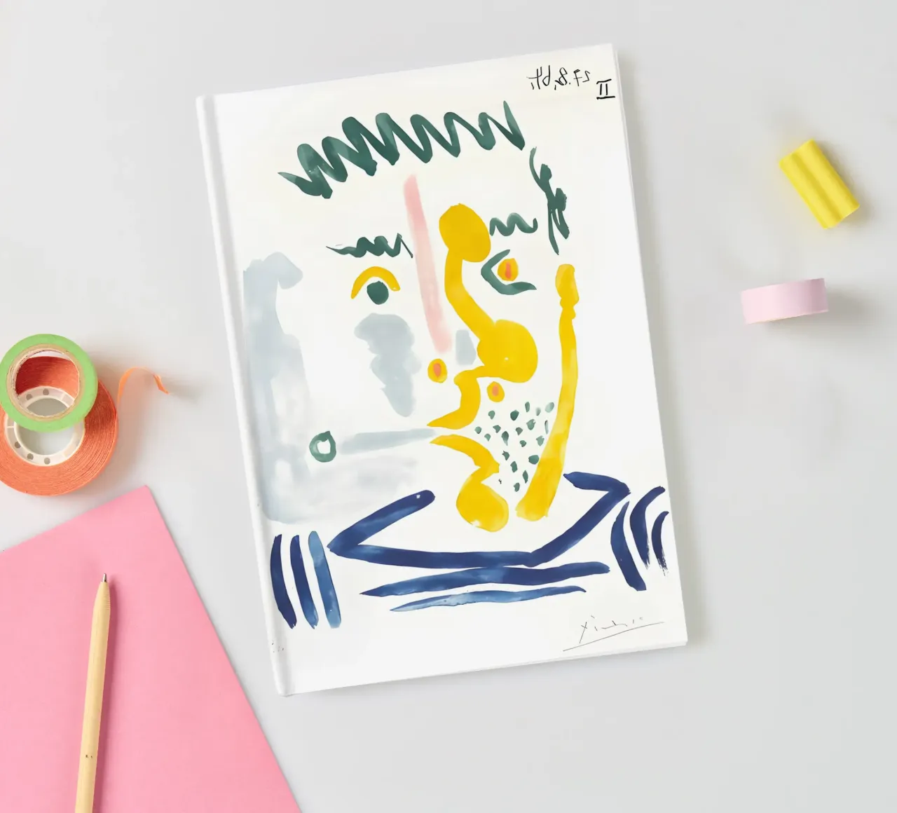 Picasso "Abstract Portrait" Expressive Watercolor Print notebook by homdeco