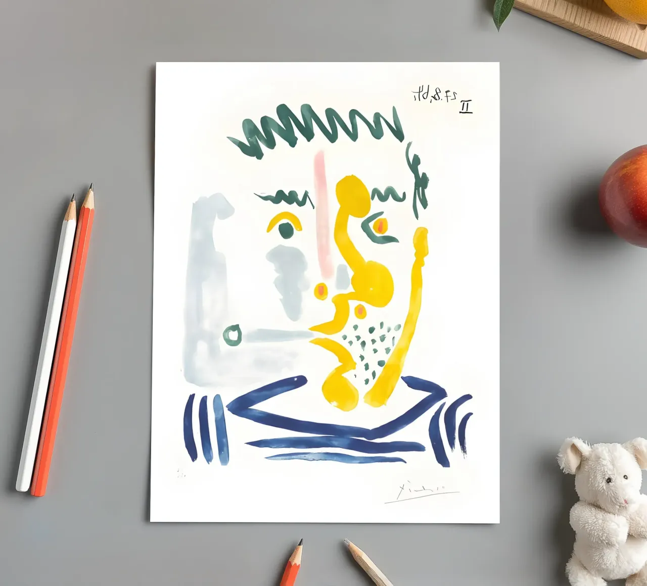 Picasso "Abstract Portrait" Expressive Watercolor Print sticker sheet by homdeco