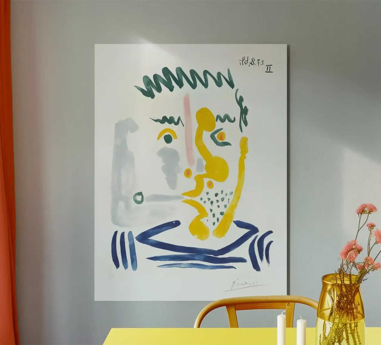 Picasso "Abstract Portrait" Expressive Watercolor Print alu-dibond by homdeco