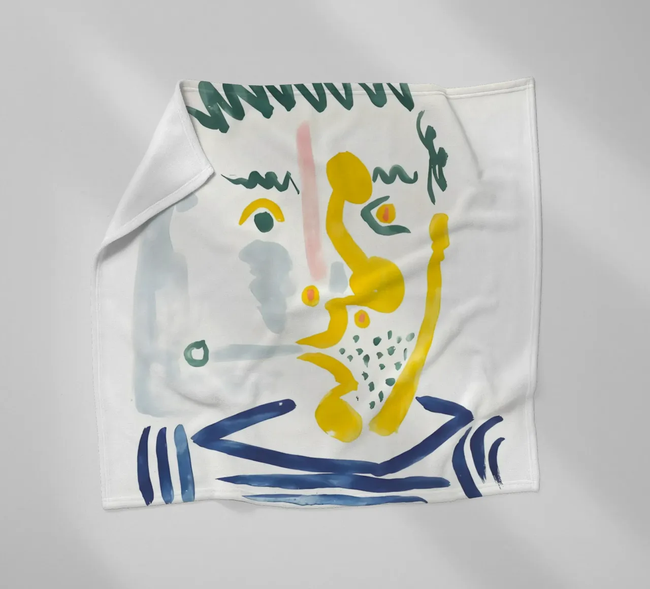 Picasso "Abstract Portrait" Expressive Watercolor Print fleece blanket by homdeco