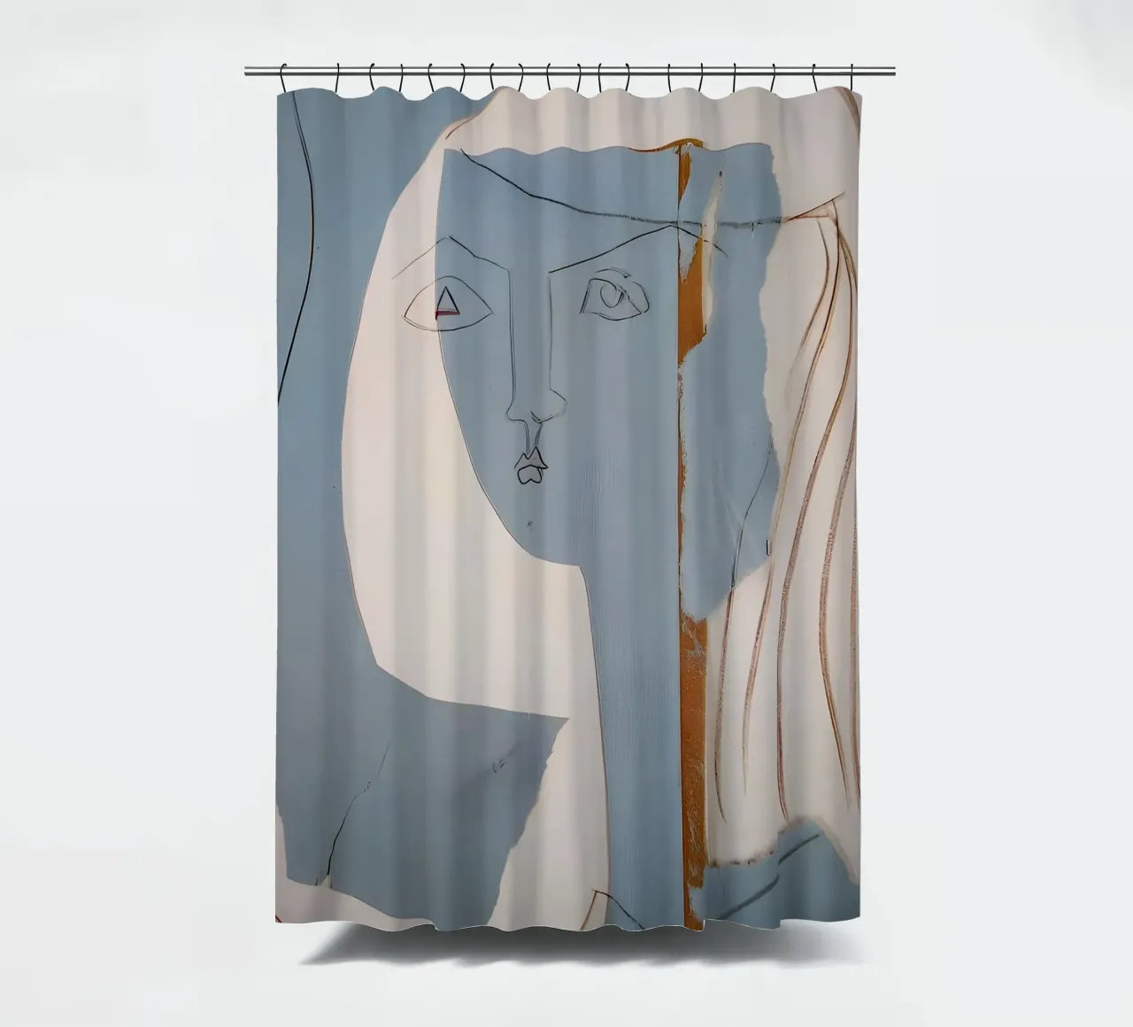 Picasso "Testa di donna" Ritratto cubista su linea tenda da doccia da homdeco