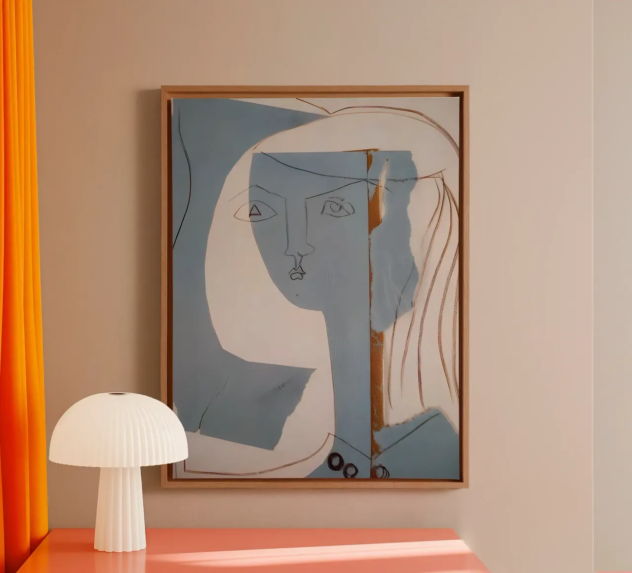 Picasso "Testa di donna" Ritratto cubista su linea tela da homdeco
