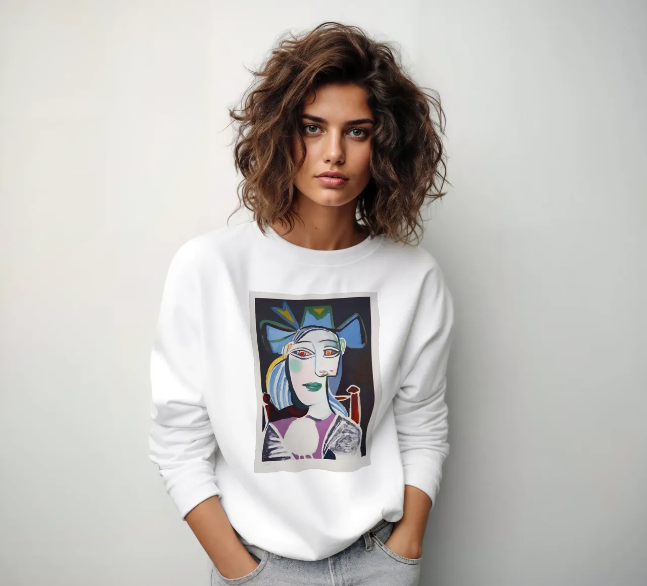 Picasso "Donna con cappello" Ritratto espressivo stampato felpa da homdeco