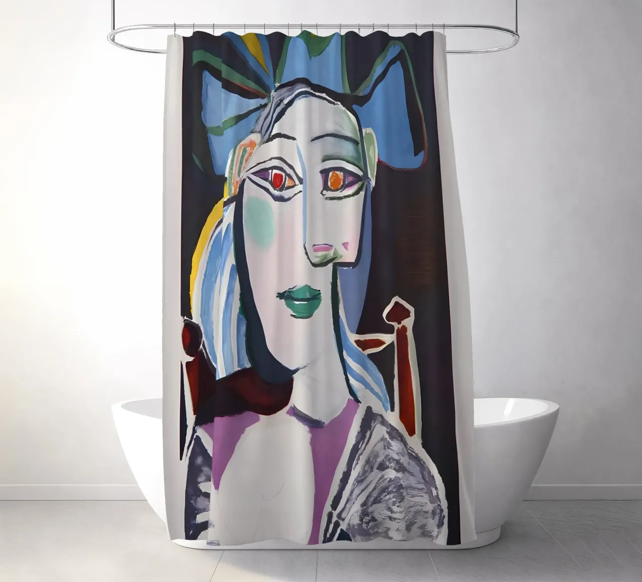 Picasso "Woman with Hat" Expressive Portrait Print shower curtain by homdeco
