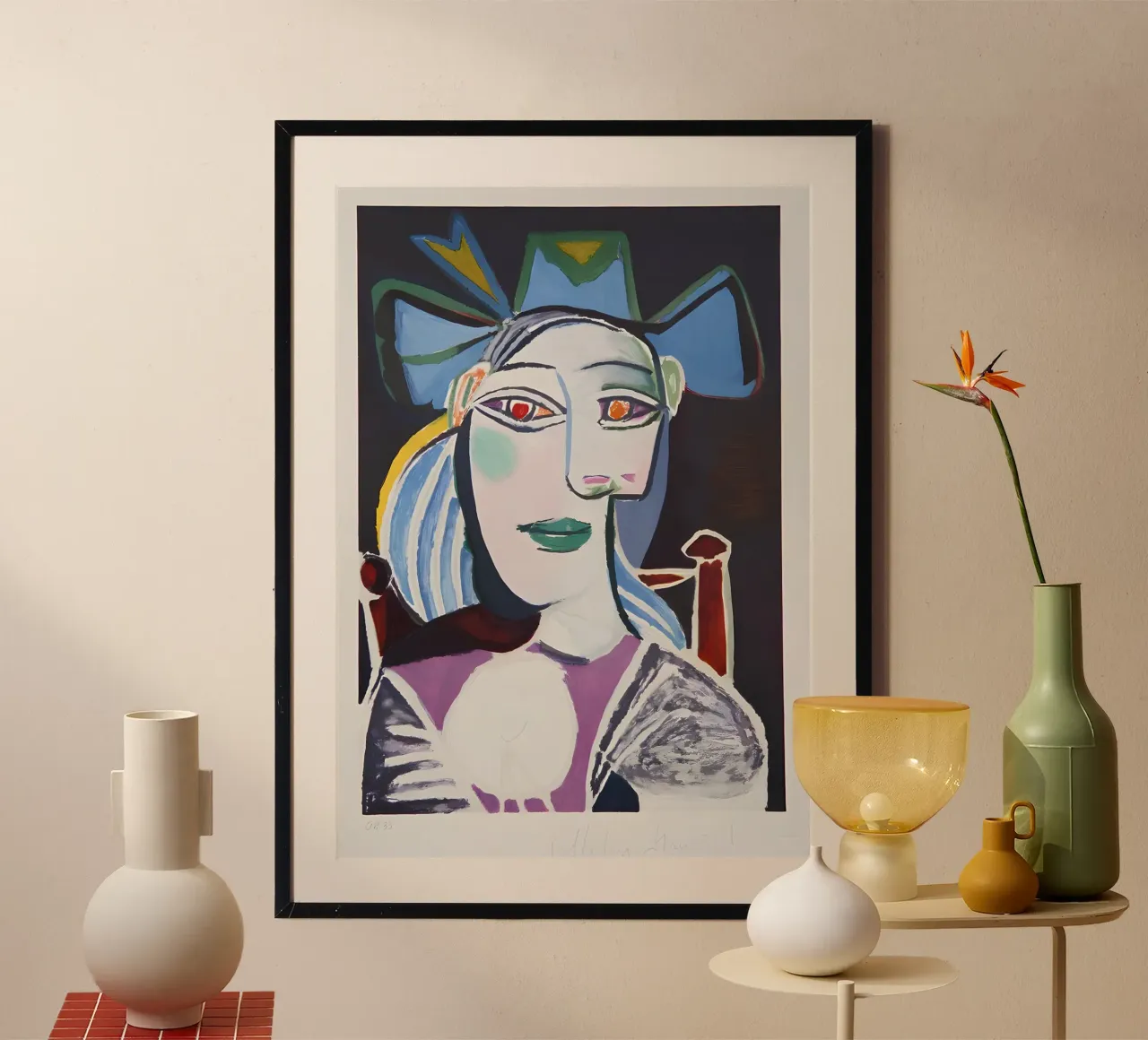 Picasso "Vrouw met hoed" Expressief portret Print hahnemühle van homdeco