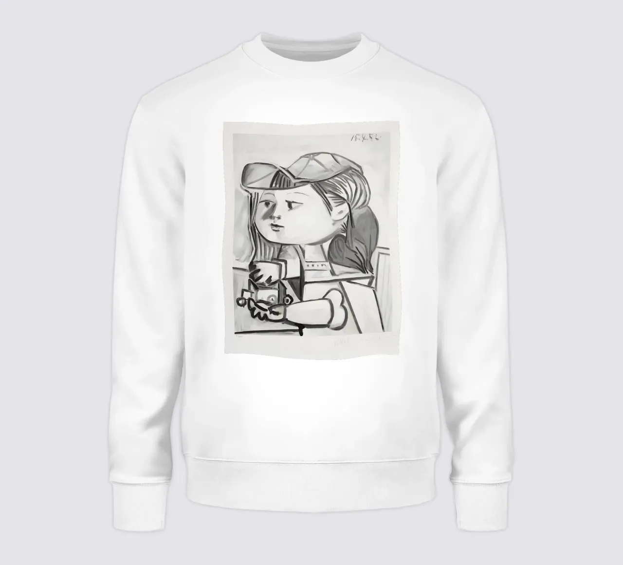 Picasso "Ragazza con cappello" Stampa ritratto in bianco e nero felpa da homdeco