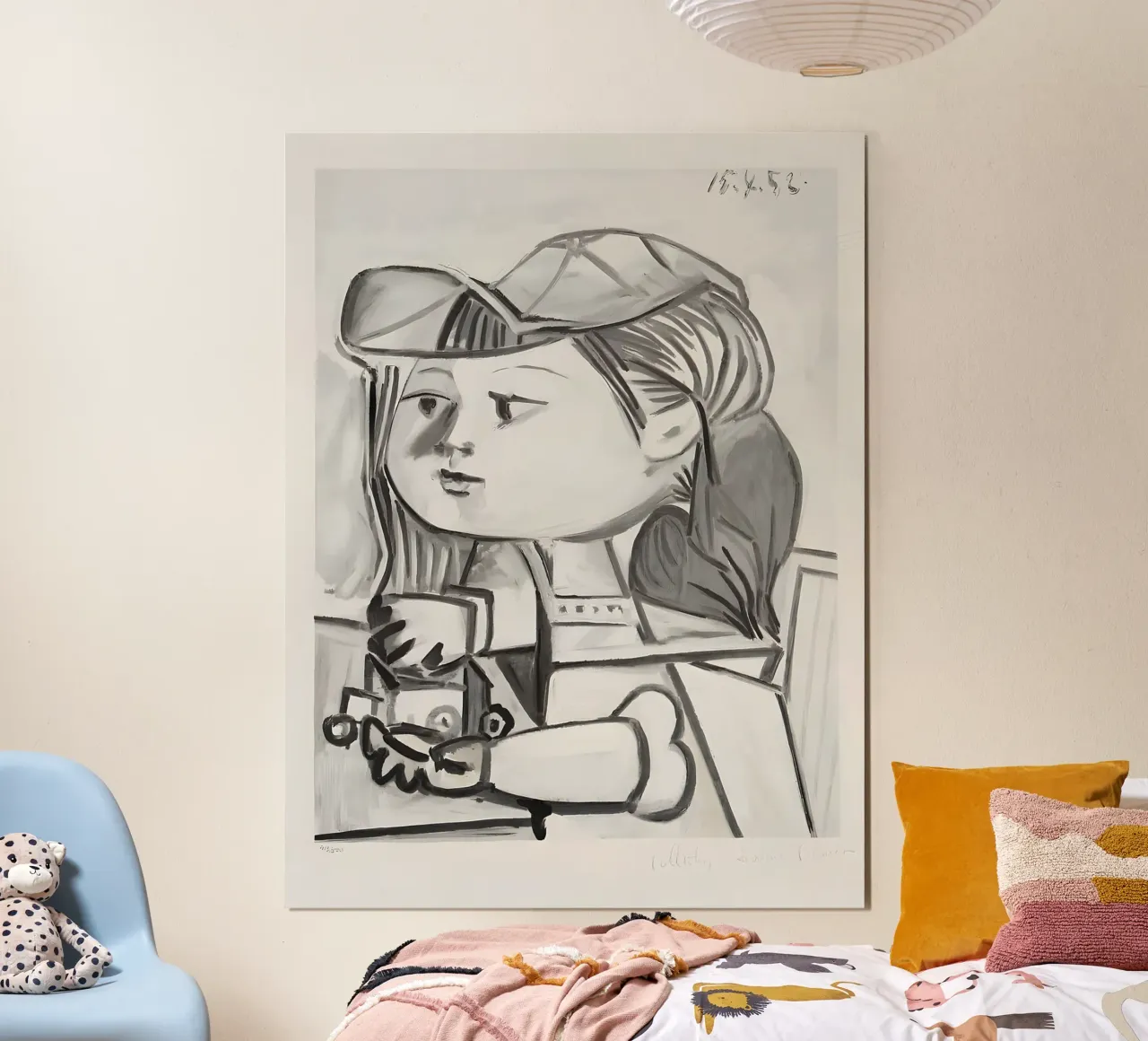Picasso "Ragazza con cappello" Stampa ritratto in bianco e nero poster da homdeco