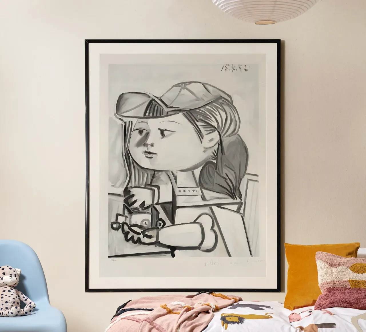 Picasso "Ragazza con cappello" Stampa ritratto in bianco e nero poster da homdeco