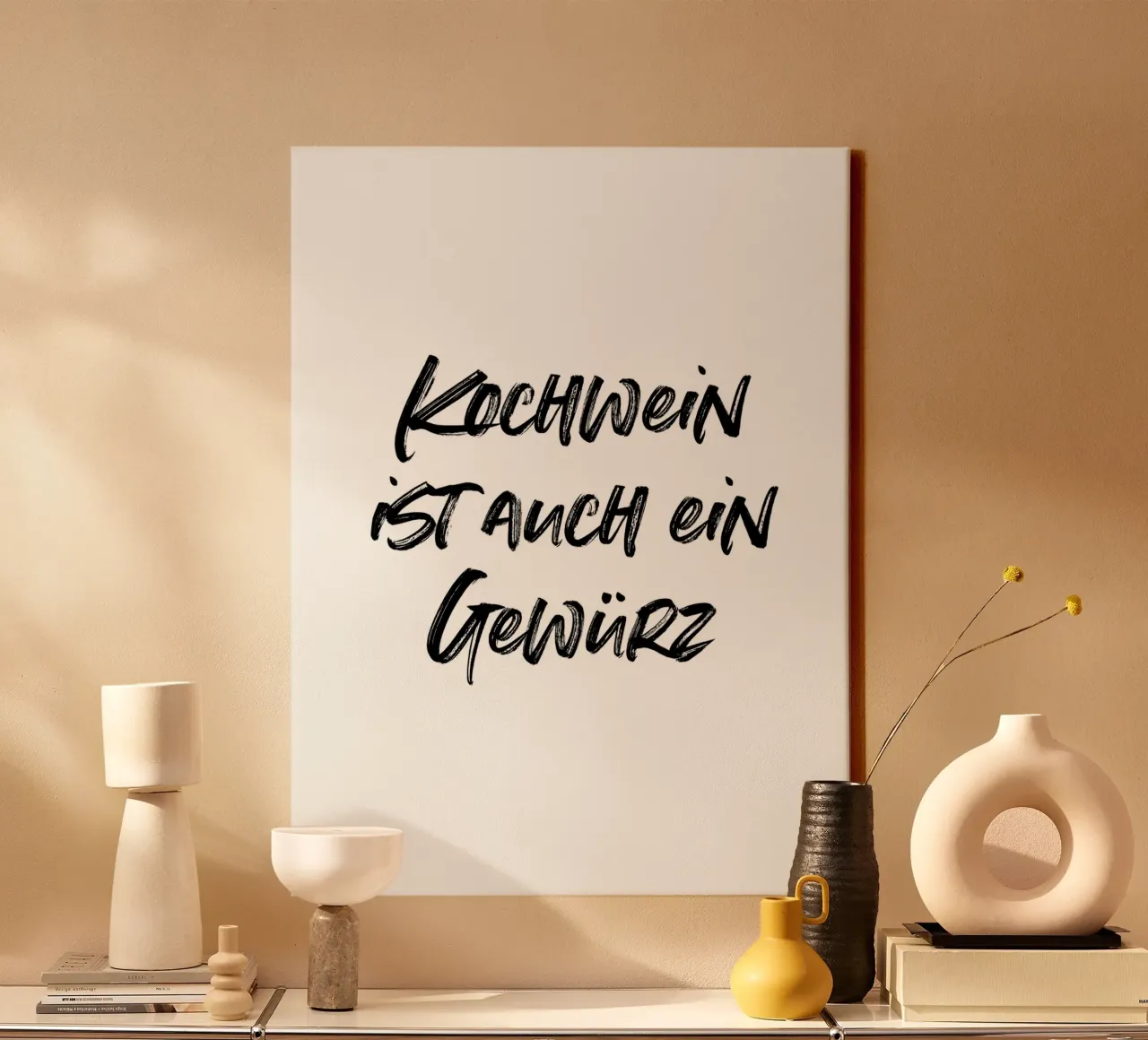 Kochwein ist auch ein Gewürz | minimalistic design tela da just typo