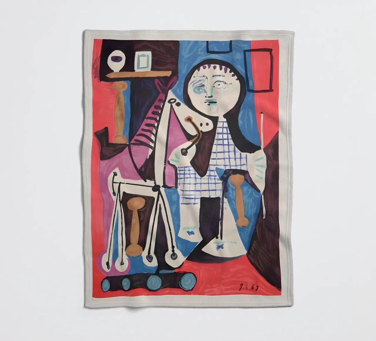 Picasso "Figure with Scales" Abstract Composition fleece blanket by homdeco