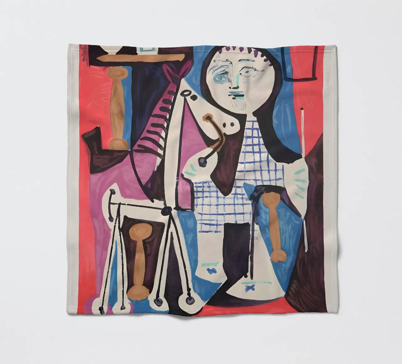 Picasso "Figure with Scales" Abstract Composition fleece blanket by homdeco