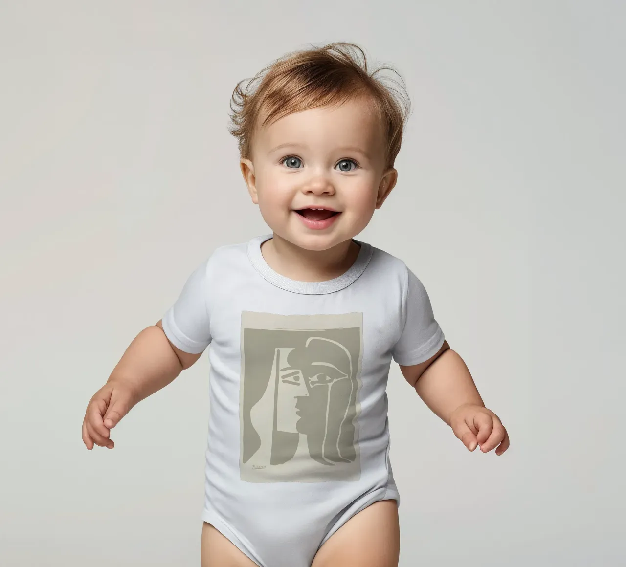 Picasso "Visage" Stampa profilo minimalista body neonato maniche corte da homdeco