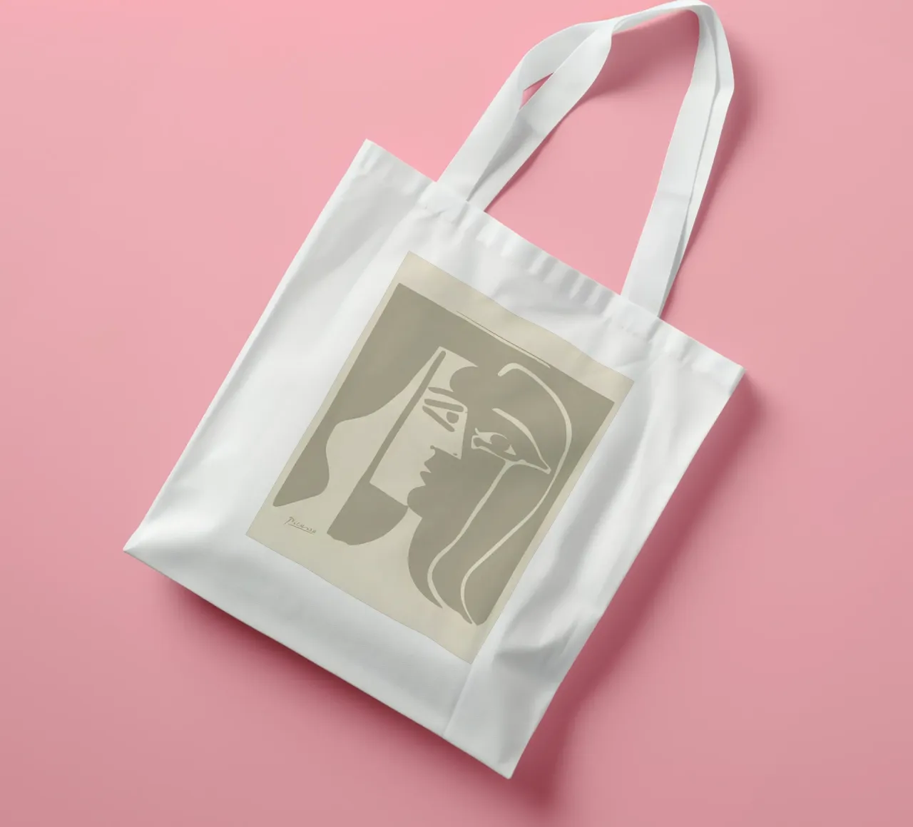 Picasso "Visage" Stampa profilo minimalista borsa in juta da homdeco