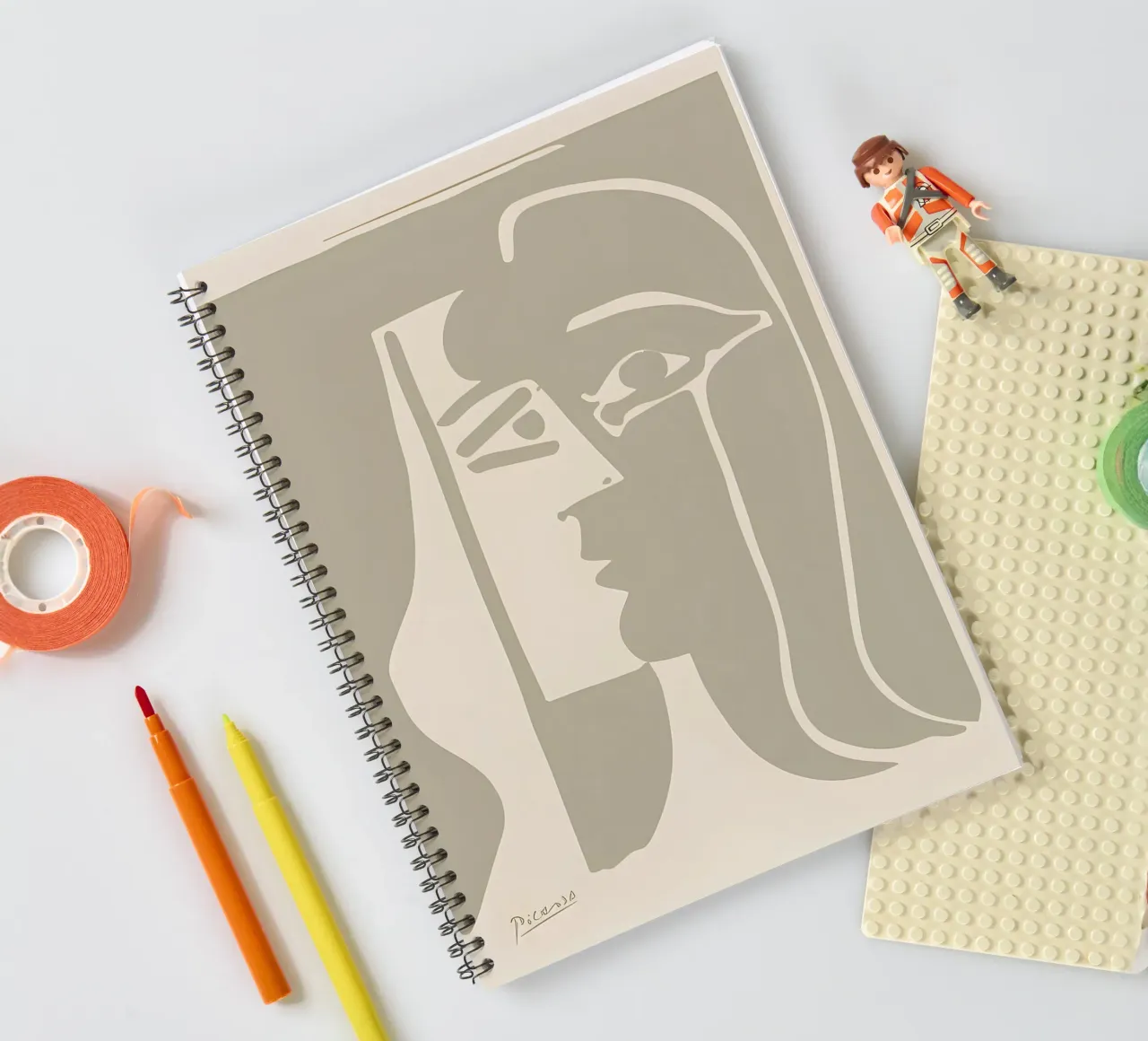 Picasso "Visage" Minimalist Profile Print spiral notebook by homdeco