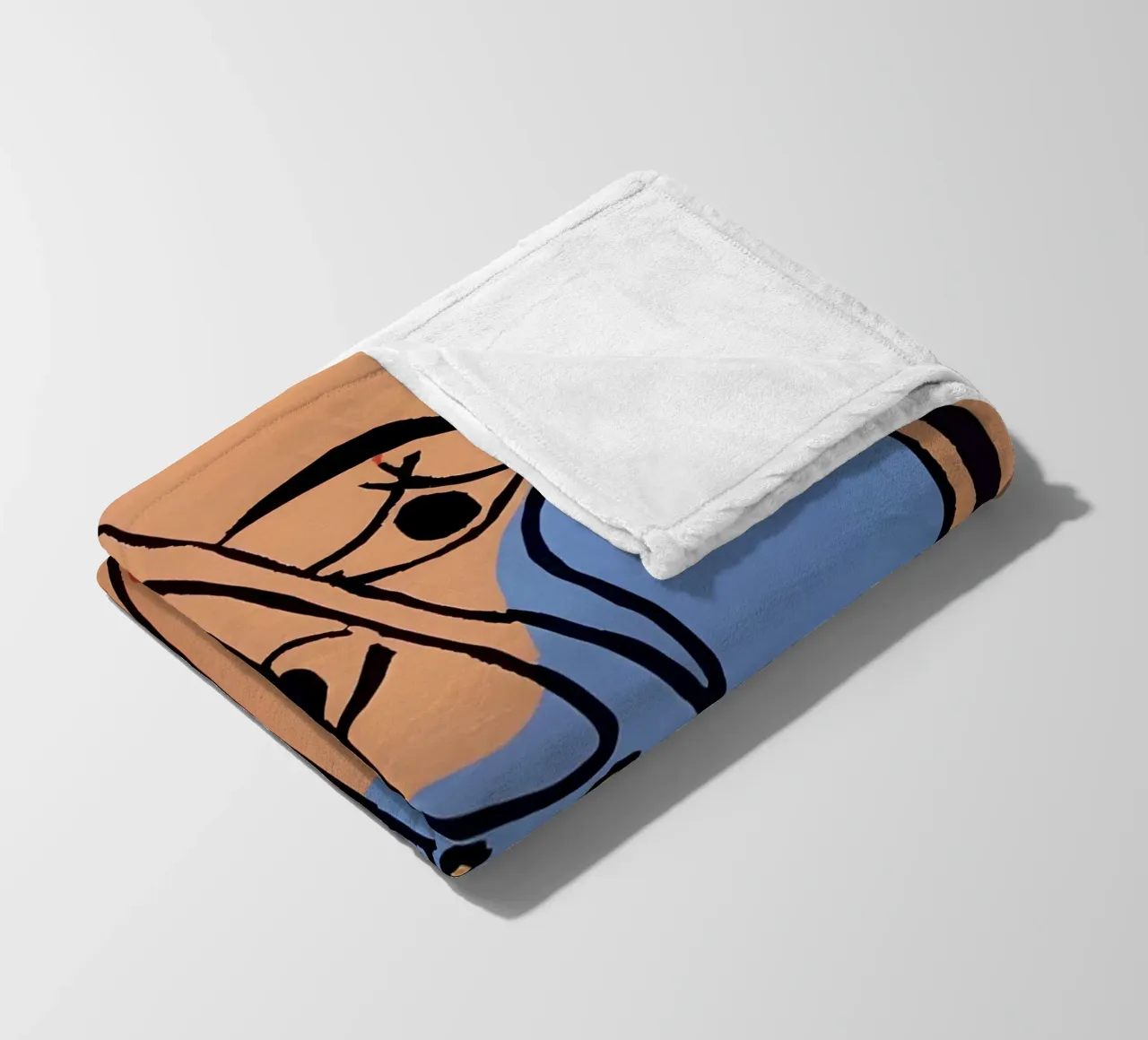 Picasso "Abstracted Visage" Bold Color Block Print fleece blanket by homdeco