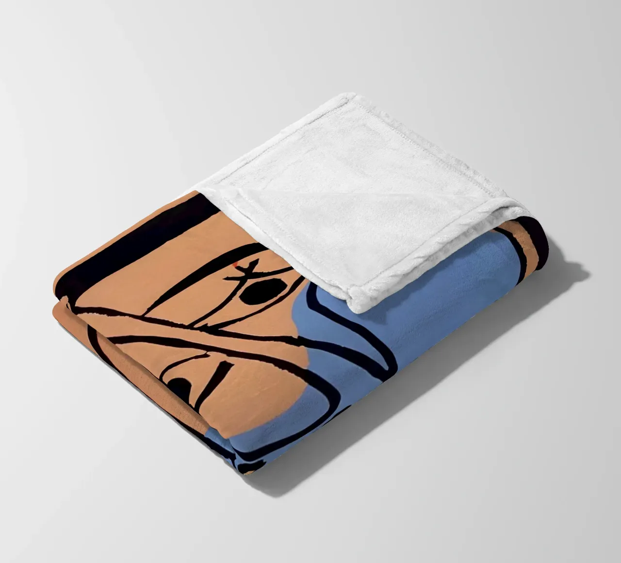 Picasso "Abstracted Visage" Bold Color Block Print fleece blanket by homdeco