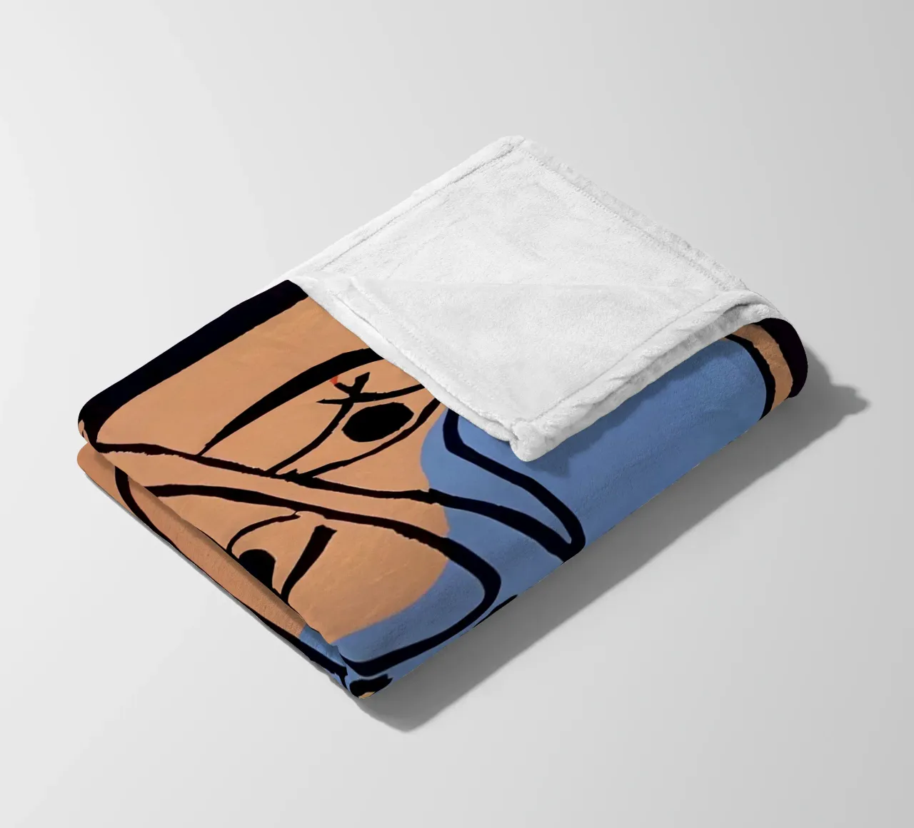 Picasso "Abstracted Visage" Bold Color Block Print fleece blanket by homdeco