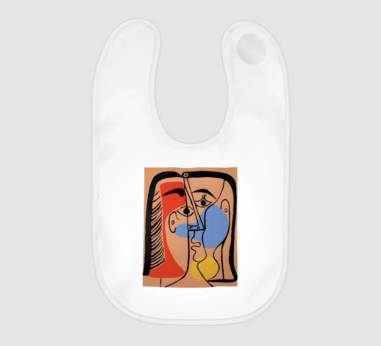 Picasso "Abstracted Visage" Bold Color Block Print baby bib by homdeco