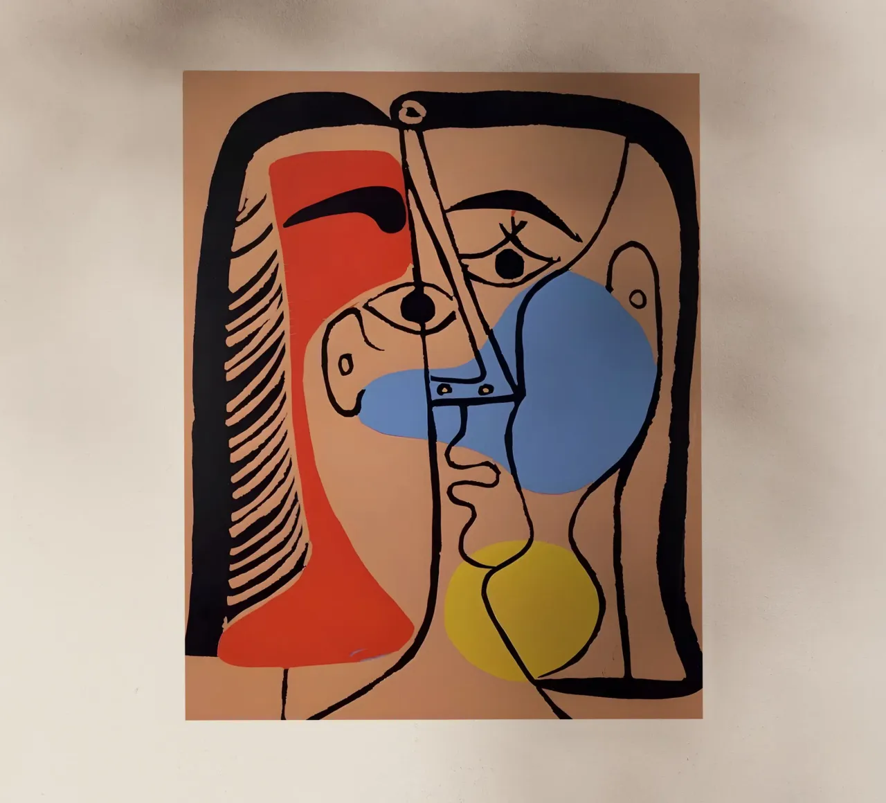 Picasso "Abstracted Visage" Bold Color Block Print backlit film by homdeco