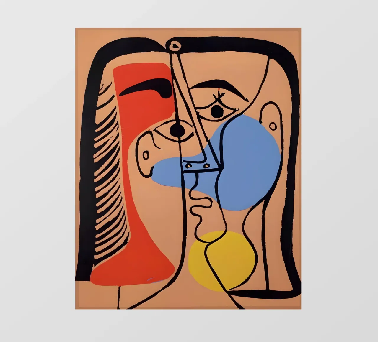 Picasso "Abstracted Visage" Bold Color Block Print backlit film by homdeco