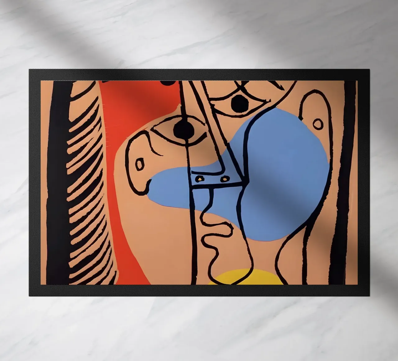 Picasso "Abstracted Visage" Bold Color Block Print doormat by homdeco