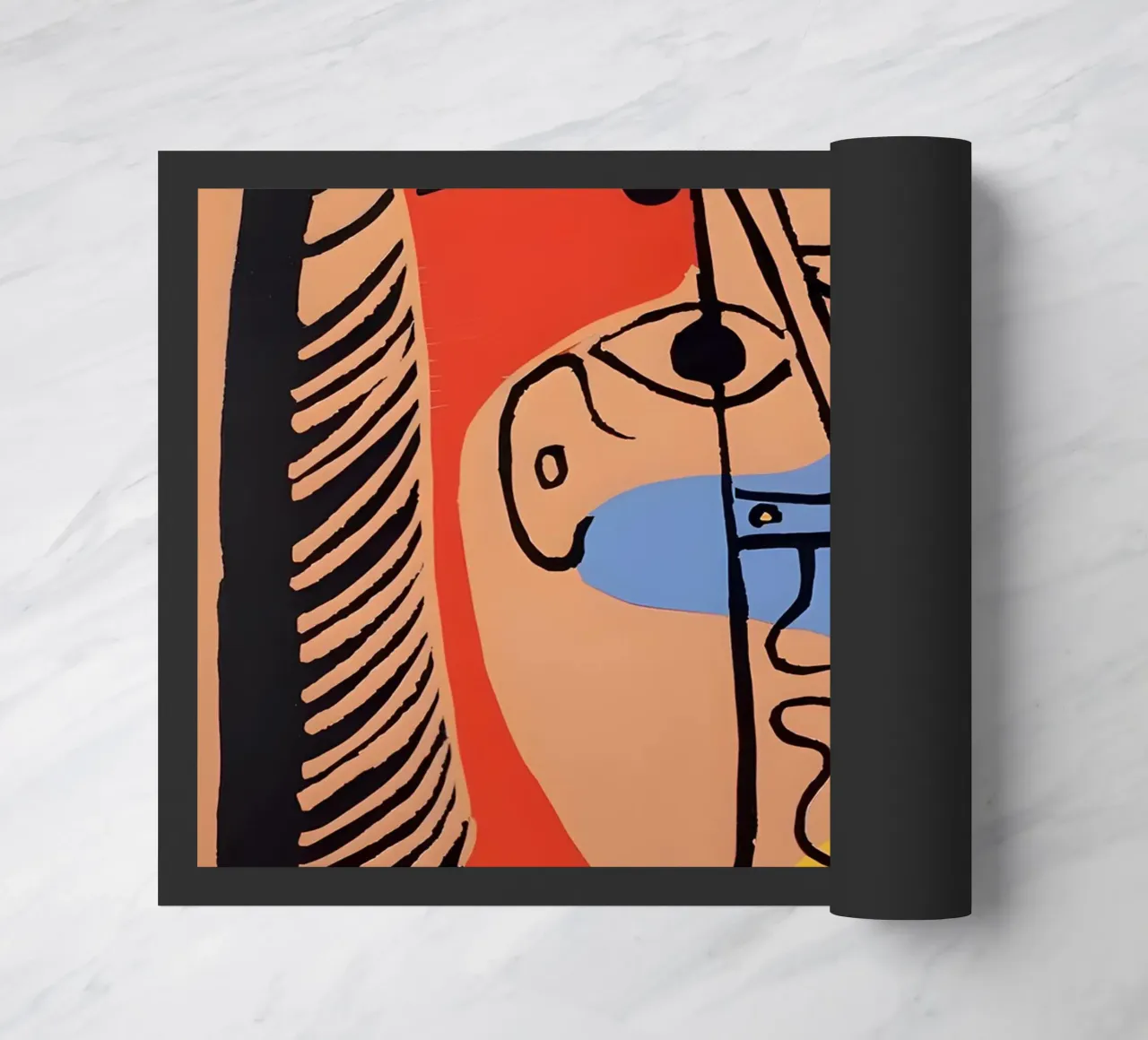 Picasso "Abstracted Visage" Bold Color Block Print doormat by homdeco