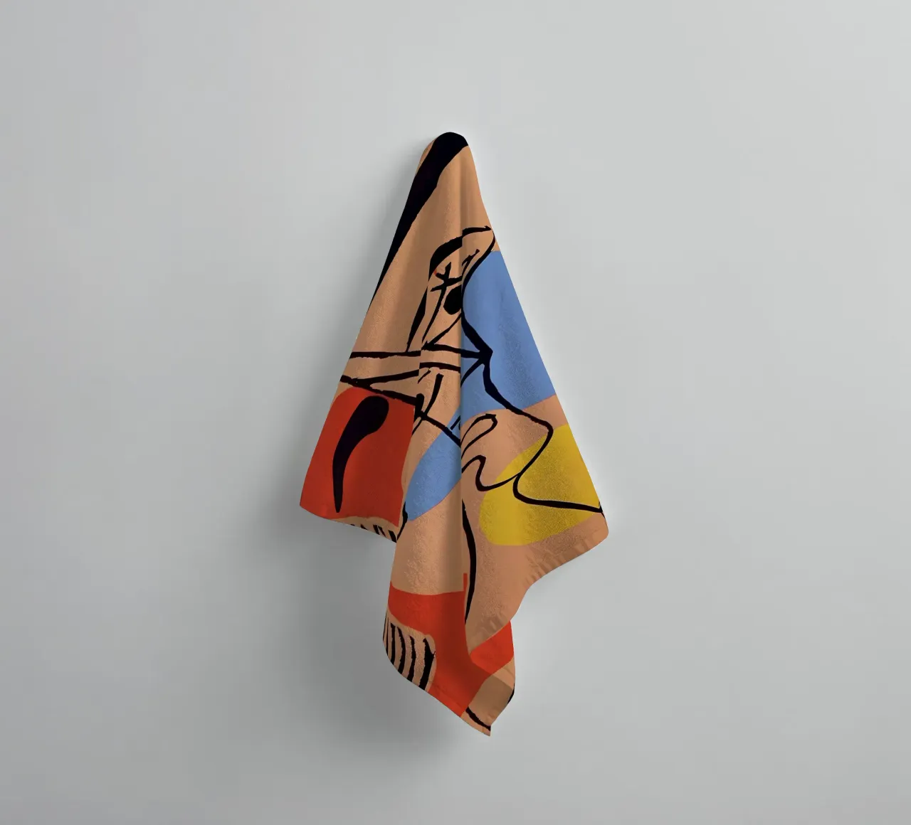 Picasso "Abstracted Visage" Bold Color Block Print towel by homdeco