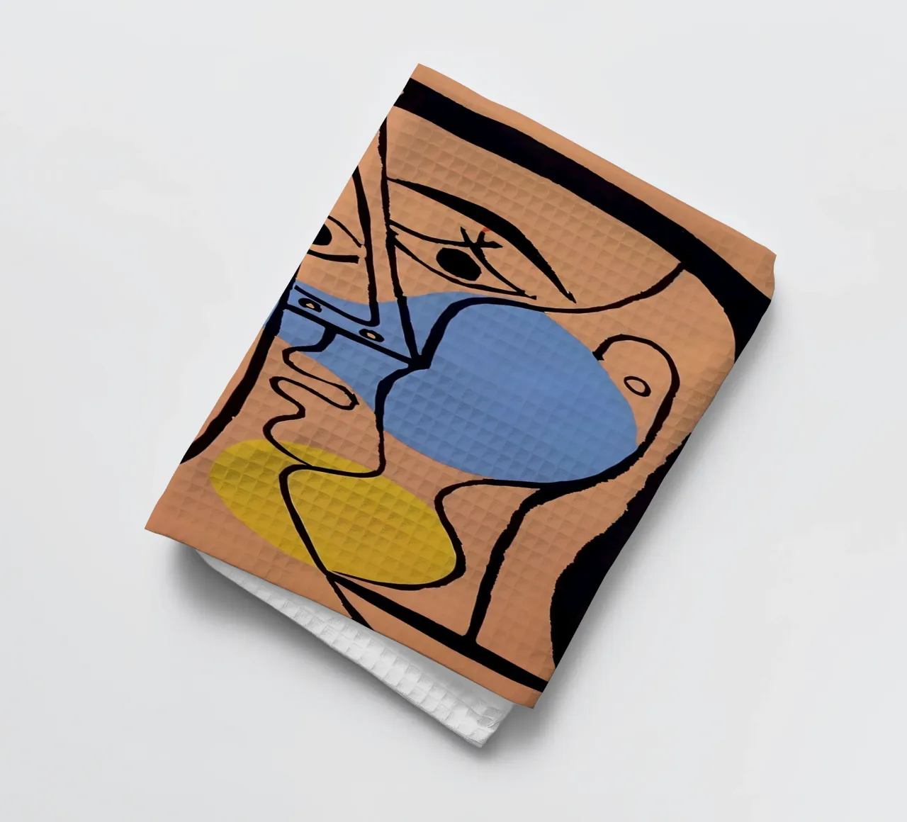 Picasso "Abstracted Visage" Bold Color Block Print tea towel by homdeco