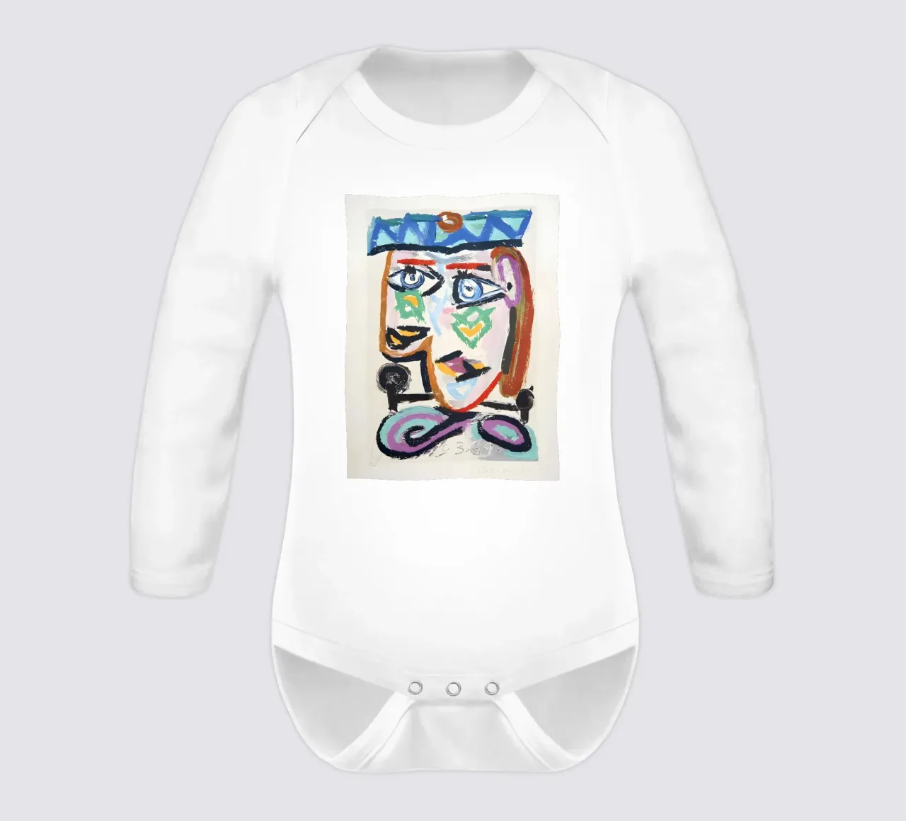 Picasso "Geabstraheerd hoofd" Expressief schilderij babyrompertje lange mouwen van homdeco