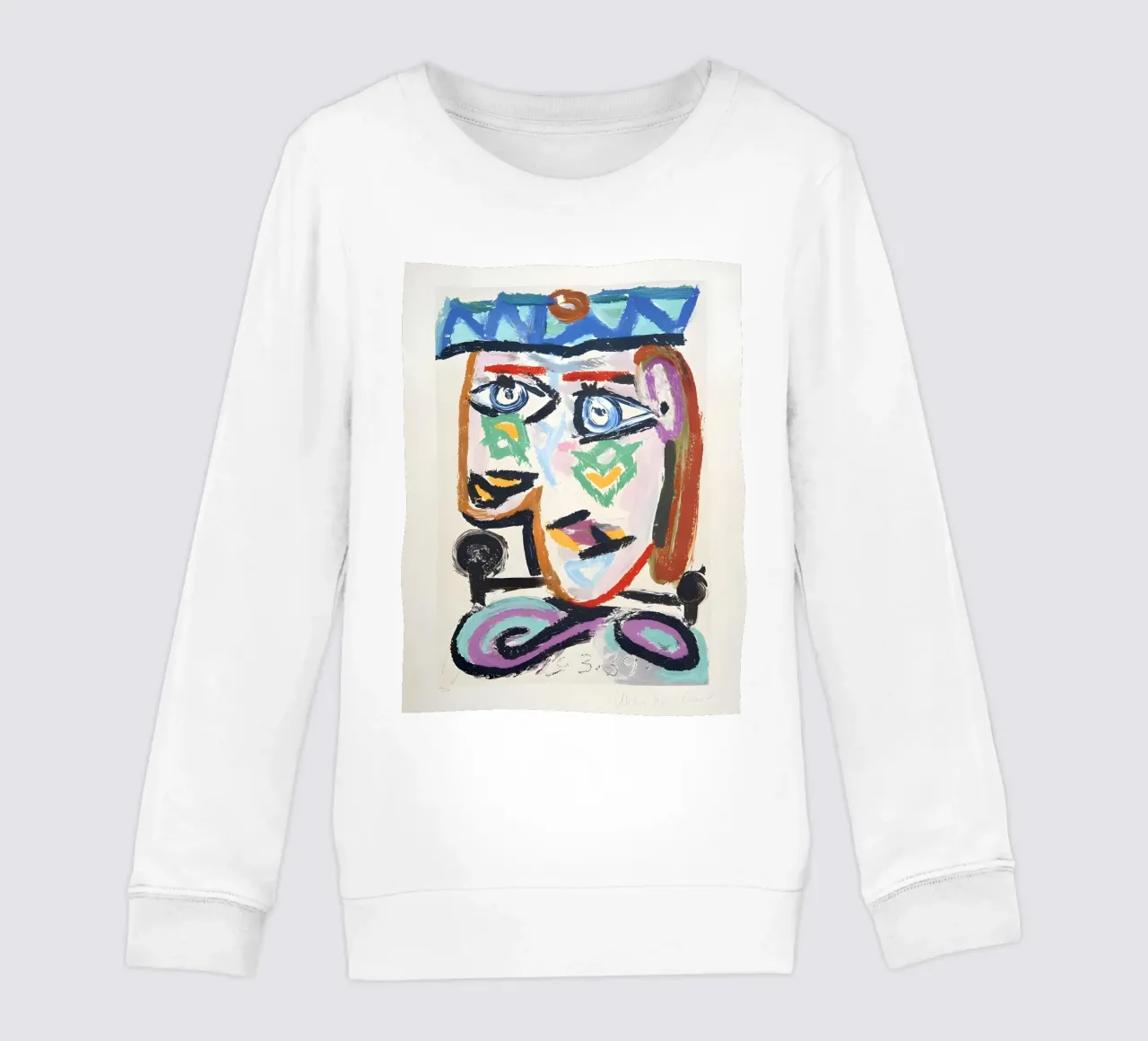 Picasso "Geabstraheerd hoofd" Expressief schilderij kinder sweatshirt van homdeco