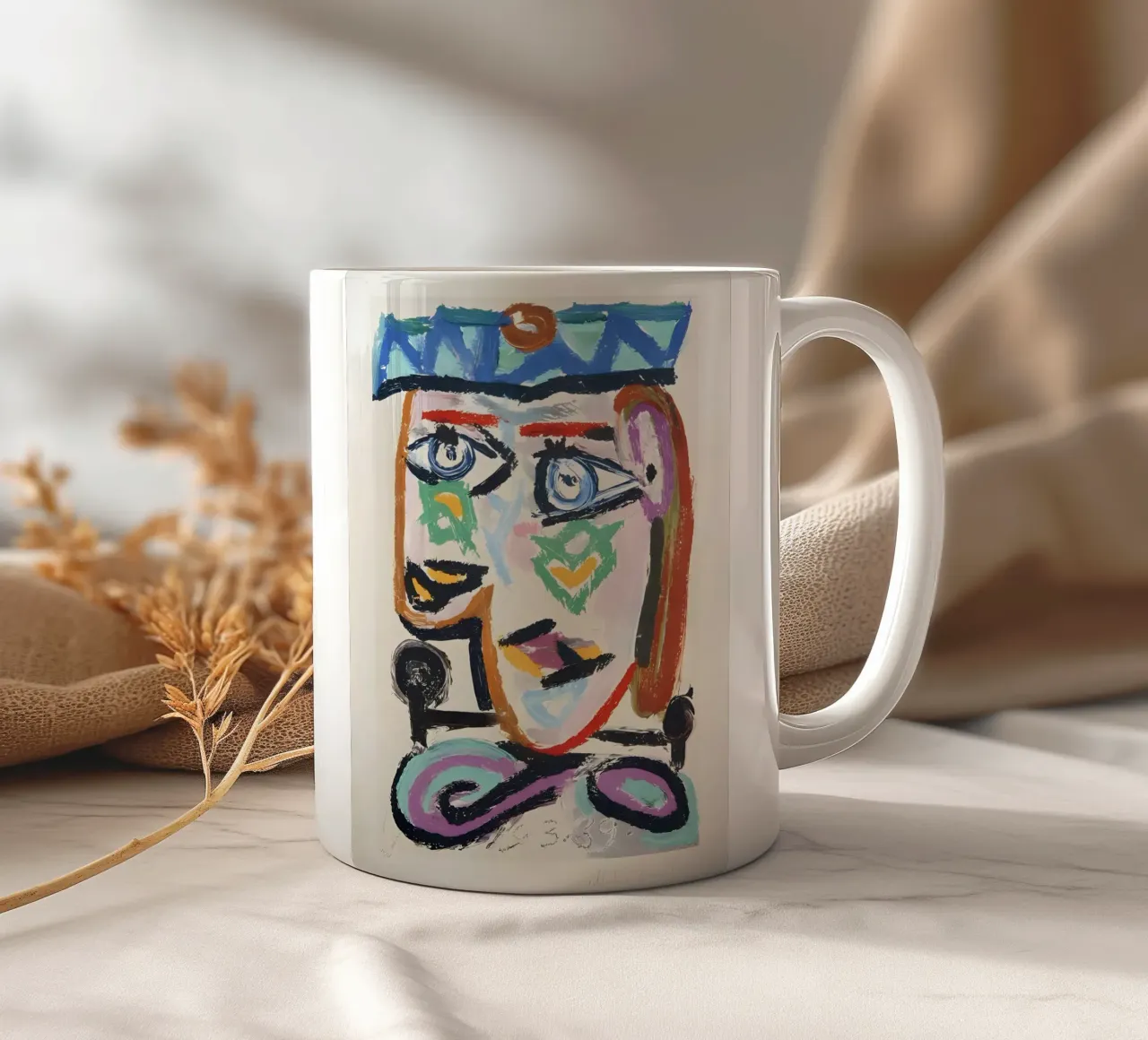 Picasso "Testa astratta" Pittura espressiva tazza in ceramica da homdeco