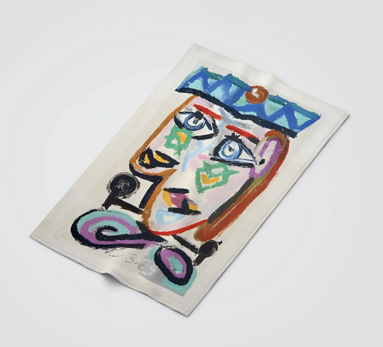 Picasso "Testa astratta" Pittura espressiva coperta in pile da homdeco