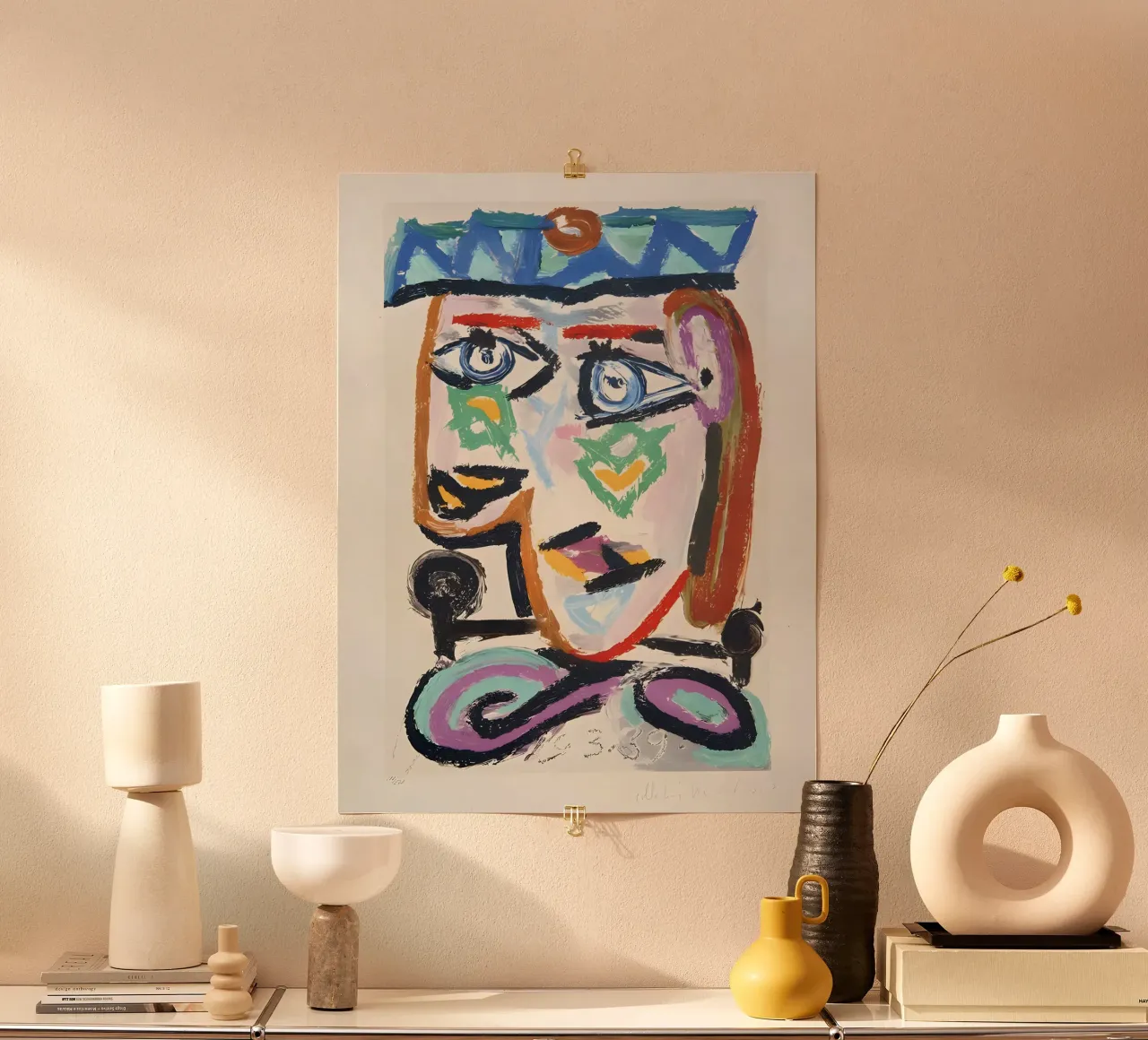 Picasso "Abstracted Head" Expressive Painting hahnemühle by homdeco