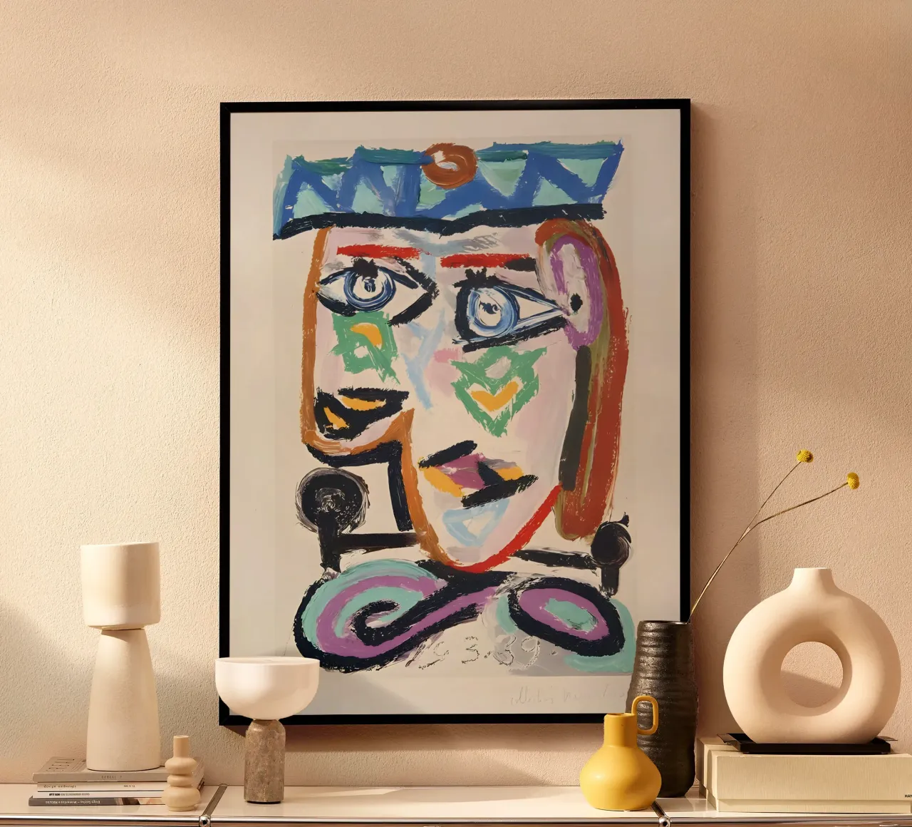 Picasso "Abstracted Head" Expressive Painting hahnemühle by homdeco