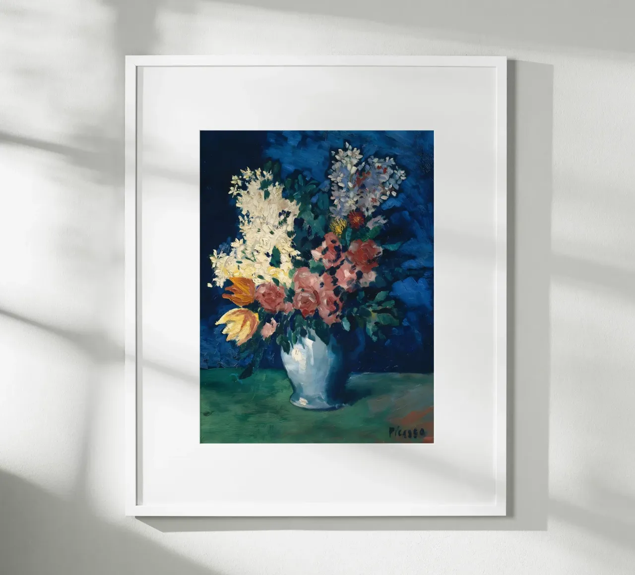Picasso "Vase mit Blumen" Lebendiges Stillleben Poster mit Holzrahmen von homdeco