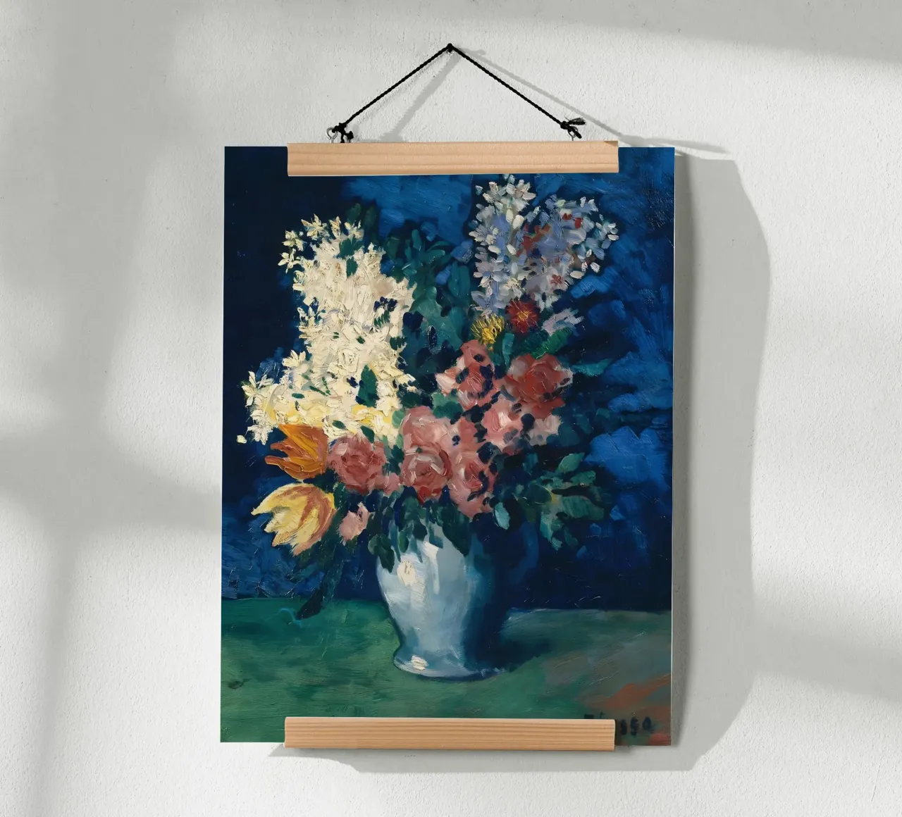 Picasso "Vase mit Blumen" Lebendiges Stillleben Poster mit Holzrahmen von homdeco