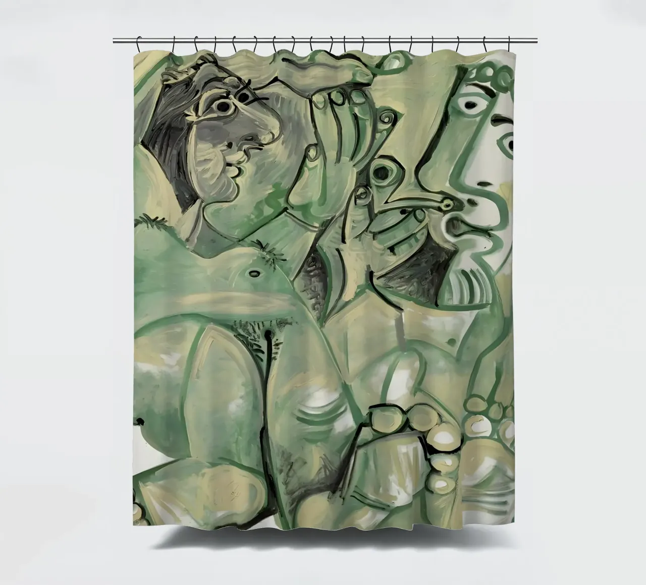 Picasso "Figures in Green" Dynamic Cubist Abstract shower curtain by homdeco