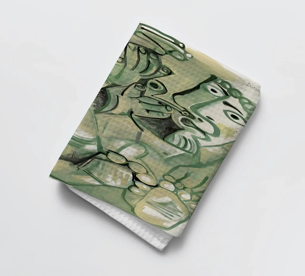Picasso "Figures in Green" Dynamic Cubist Abstract tea towel by homdeco