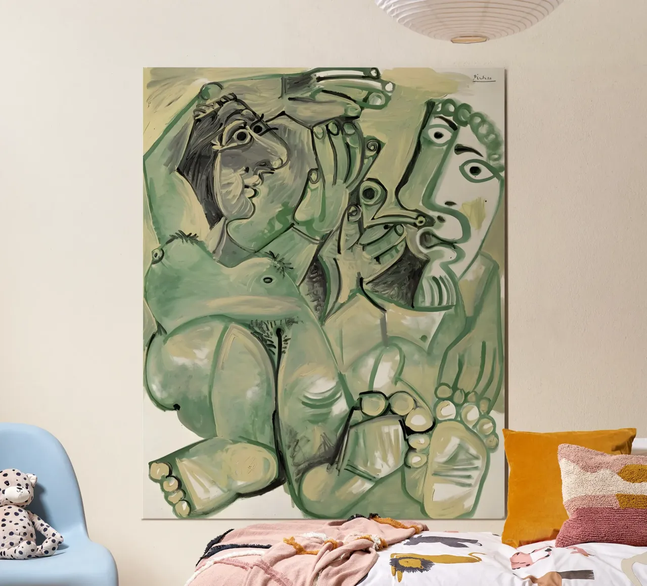 Picasso "Figures in Green" Dynamic Cubist Abstract hahnemühle by homdeco