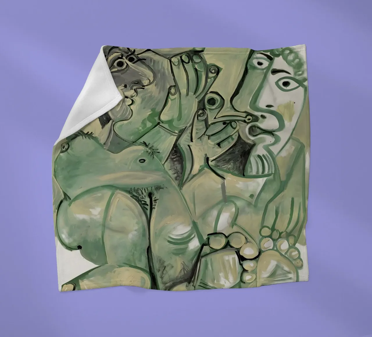 Picasso "Figures in Green" Dynamic Cubist Abstract fleece blanket by homdeco