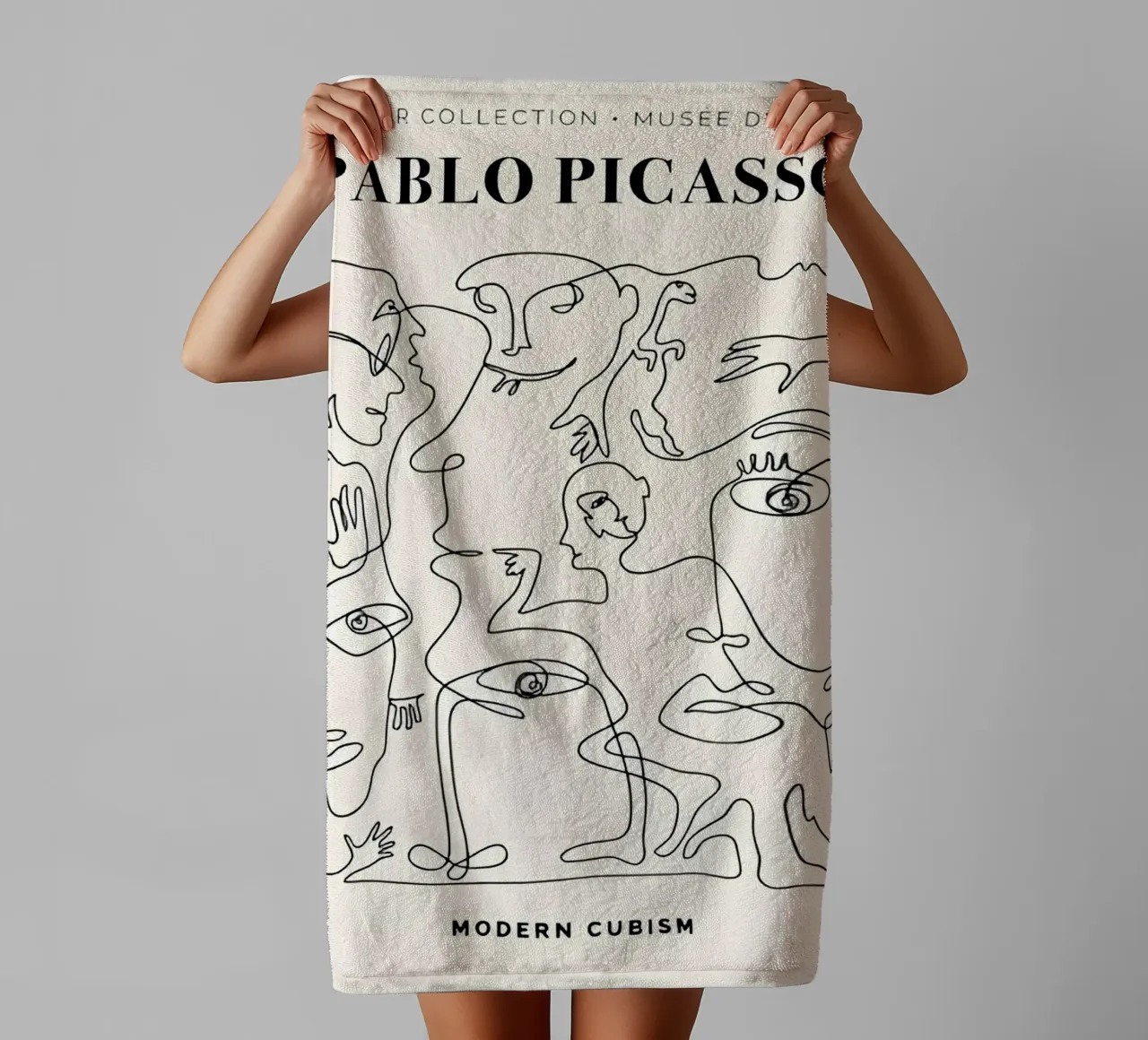 Pablo Picasso "Modern Cubism" Line Art Print towel by homdeco
