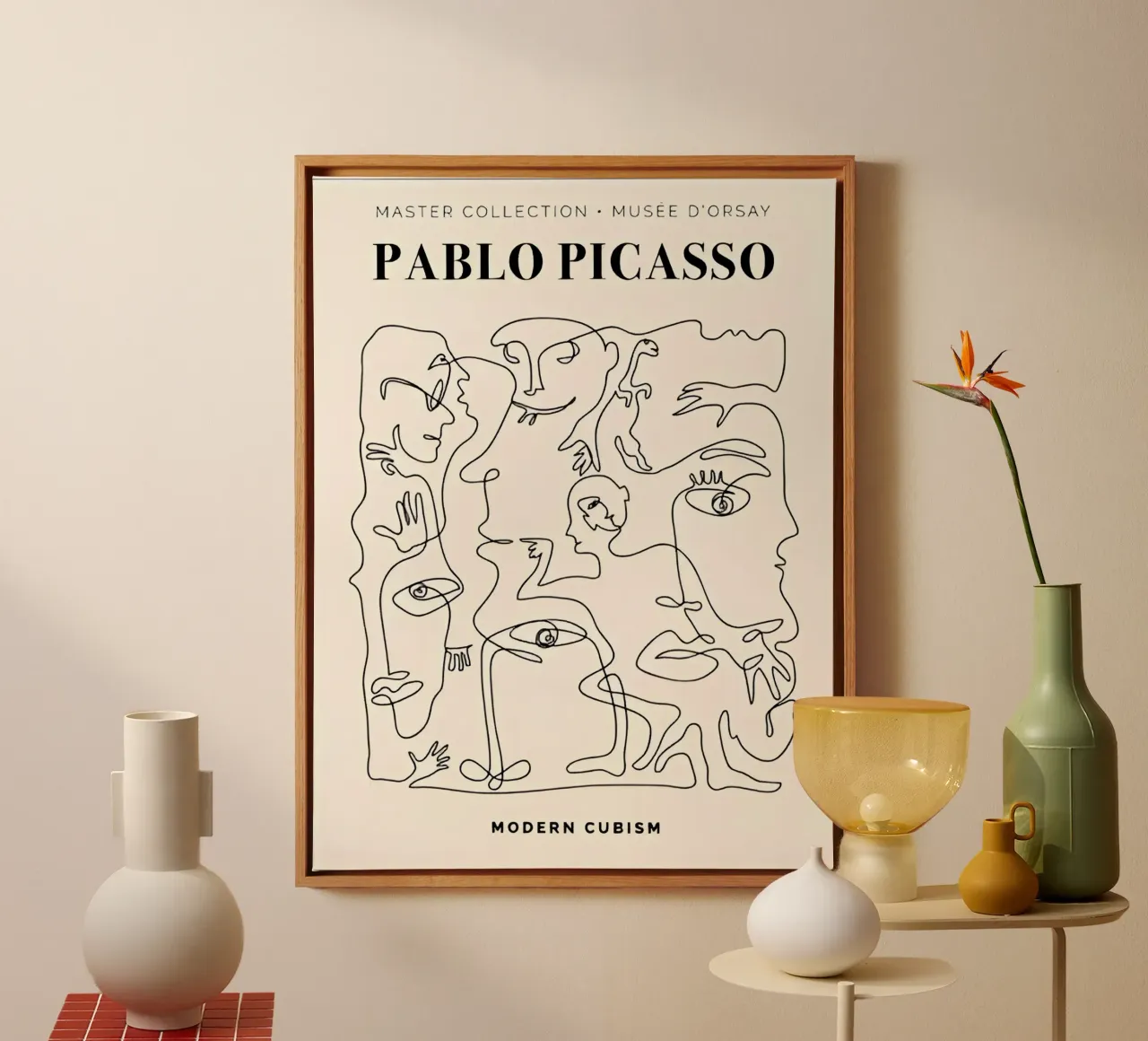 Pablo Picasso "Modern Cubism" Line Art Print canvas by homdeco