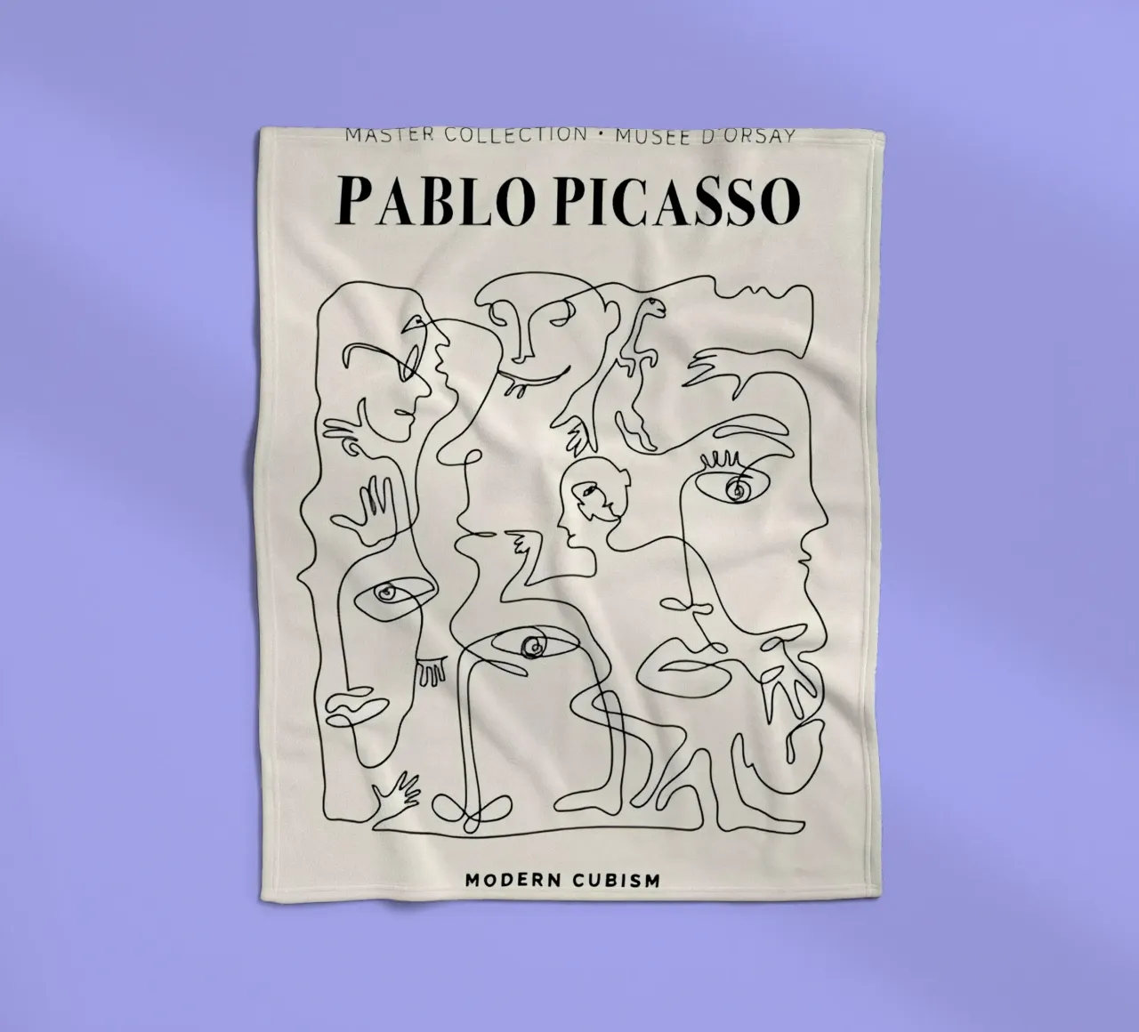 Pablo Picasso "Modern Cubism" Line Art Print Fleecedecke von homdeco
