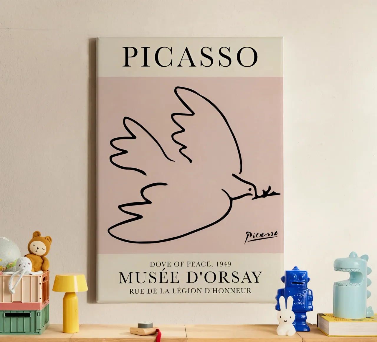 Picasso "Duif van de Vrede" Iconic Line Art Print canvas met Baklijst van homdeco