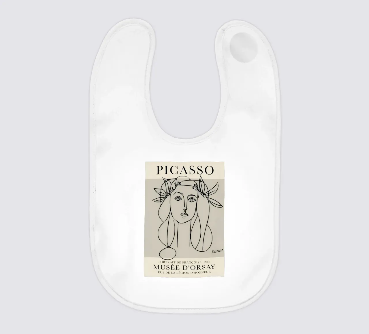 Picasso "Porträt von Françoise" Line Art Print Babylätzchen von homdeco