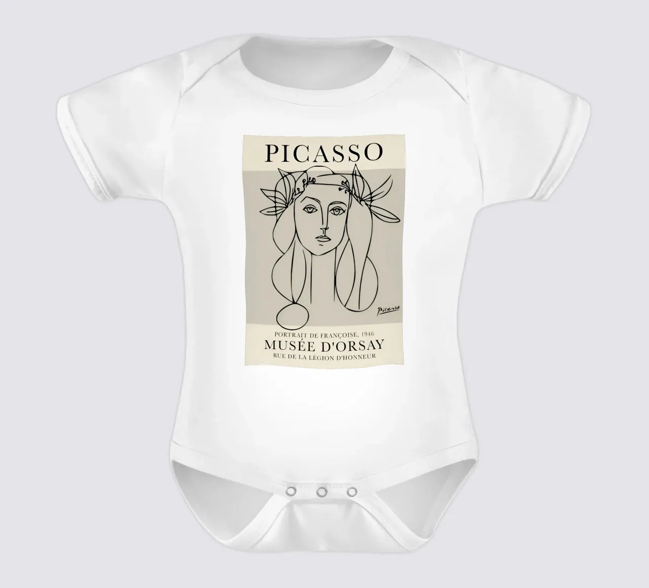 Picasso "Porträt von Françoise" Line Art Print Kurzarm Babybody von homdeco