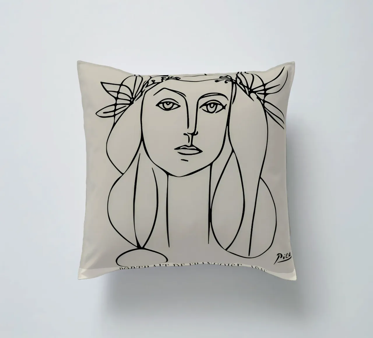 Picasso "Portrait of Françoise" Line Art Print decorative cushion by homdeco